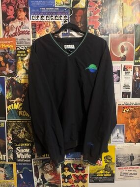 Gear For Sports Black V-Neck Pullover with Green & Blue Trim